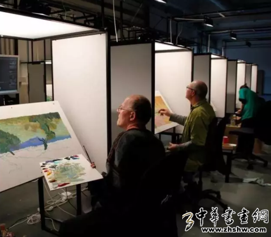 画家们在创作《至爱梵高》。图片：Courtesy Loving Vincent.com