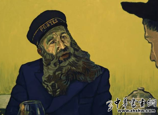 由Chris O`Dowd扮演的邮递员Joseph Roulin。图片：Courtesy Good Deed Entertainment and Loving Vincent