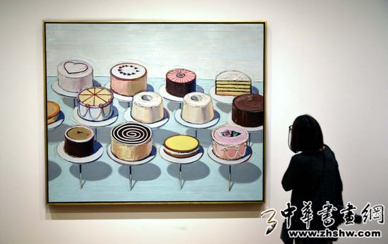  2018年，位于华盛顿的美国国家美术馆展出韦恩·蒂博1963年作品《蛋糕》，图源网络。