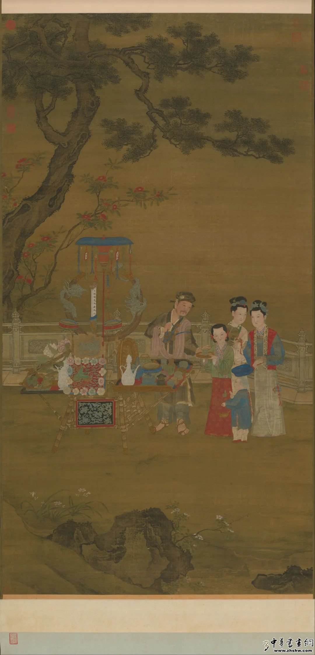 明 佚名 夏景货郎图　186.4×104.2cm　绢本　立轴　设色　故宫博物院